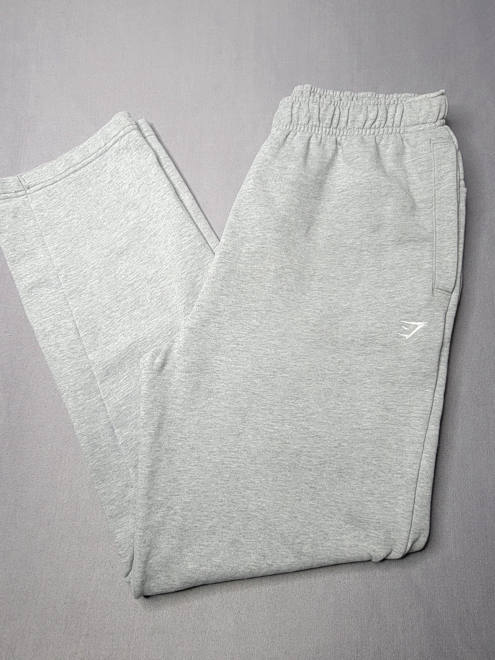 Gymshark Mens Fleece Sweatpants White Logo Graphic Color Grey Size small